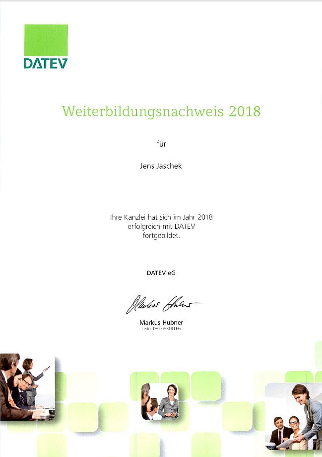 Weiterbildungsnachweis DATEV 2018 (Klick öffnet Detaildarstellung im PDF-Format)