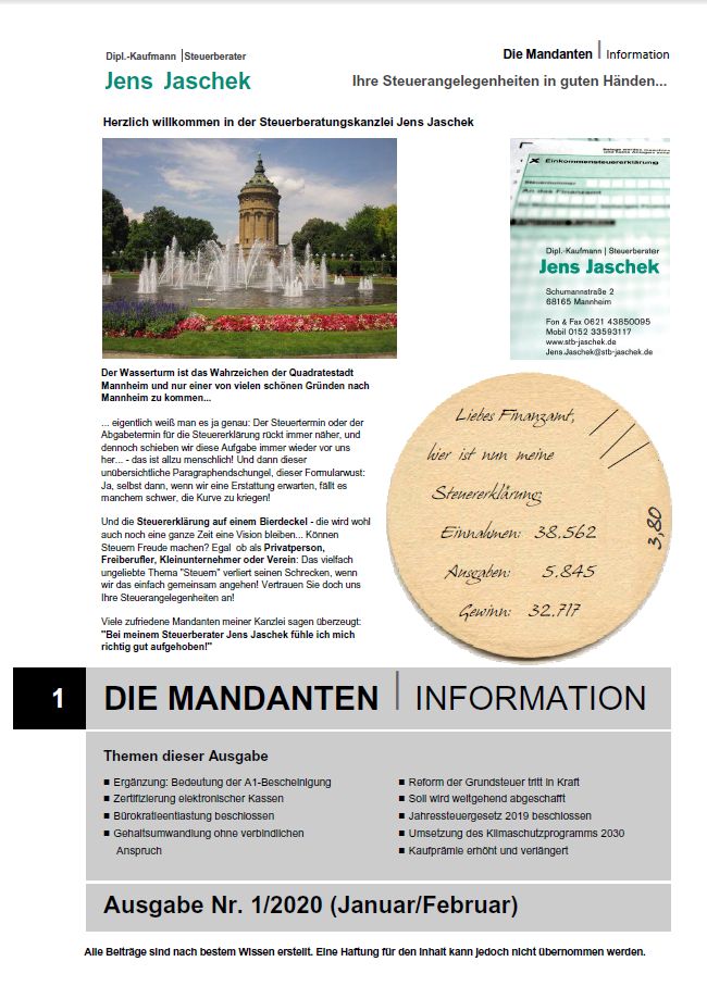Mandanteninfo Archiv Steuerberatung Jens Jaschek